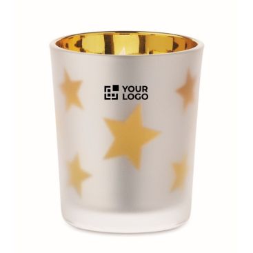 Vela luz LED en frasco de cristal con estrellitas navideñas