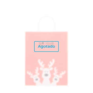 Bolsa de regalo navideña de papel en tamaño mediano hecho en EU color rojo vista de impresión - agotado