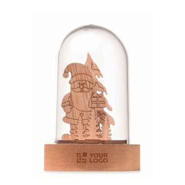 Adorno de Navidad de madera en carcasa transparente con luz LED