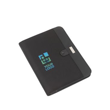 Portafolio profesional de microfibra con hojas de nota y calculadora