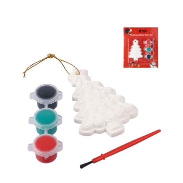 Árbol de Navidad de yeso para pintar con 3 pinturas acrílicas