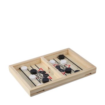 Hockey de mesa rápido de madera con 10 fichas redondas