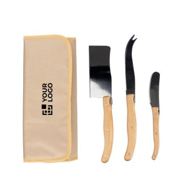 Juego de cuchillos para quesos o charcutería en una bolsa con velcro