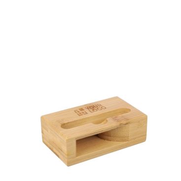 Soporte para el móvil de bambú con función de amplificador de sonido