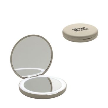 Espejo de bolsillo en plástico reciclado con aumento y luz LED