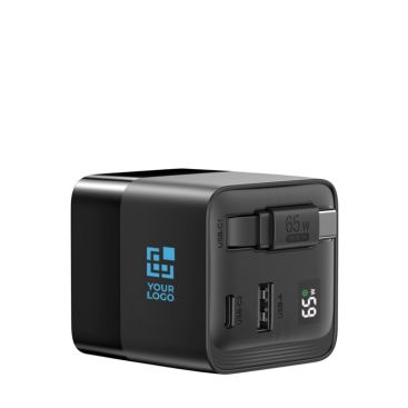 Cargador rápido GaN ecológico con cable retráctil de 80cm 65W