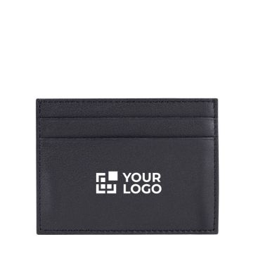 Tarjetero de cuero negro en elegante caja de presentación