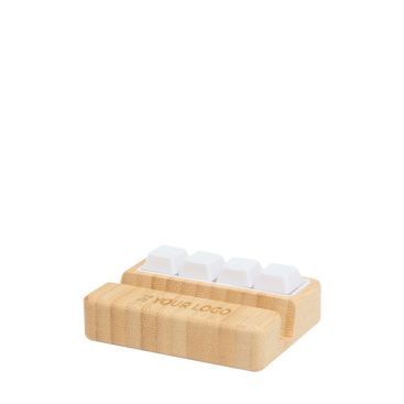 Soporte para teléfono de bambú con juguete antiestrés de teclas
