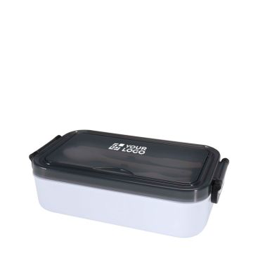 Fiambrera de plástico con cubiertos a juego y amplio compartimiento