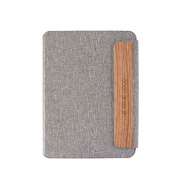 Portafolio ecológico con cierre de madera de nogal A5 hojas a rayas