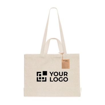 Bolsa de algodón reciclado con fuelle y doble asa 150 g/m2