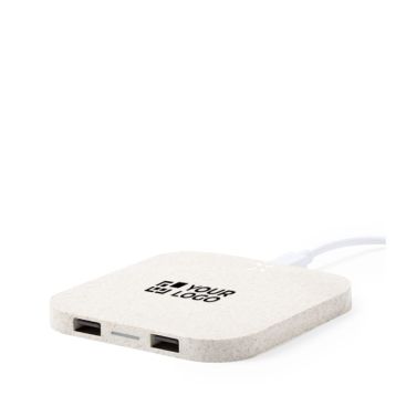 Base de carga inalámbrica de hasta 3 dispositivos de paja de trigo