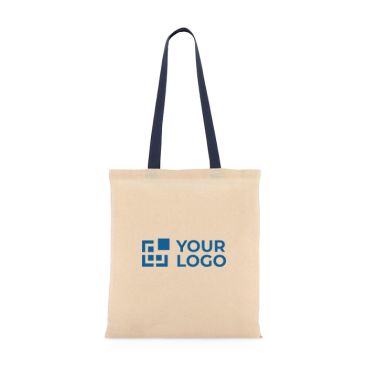 Bolsa de algodón OEKO-TEX con asas de colores 140 g/m2