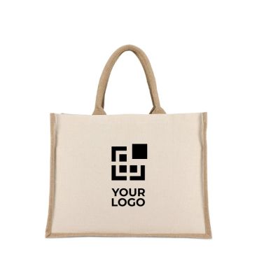 Bolsa de algodón con laterales y fondo de yute 320 g/m2