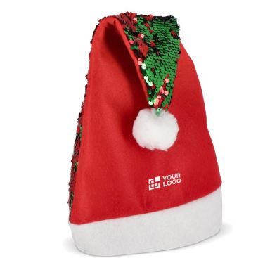 Original gorro de Papá Noel hecho de lentejuelas bicolores