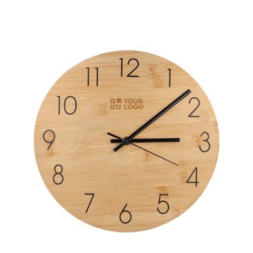 Reloj de pared minimalista hecho de bambú para personalizar