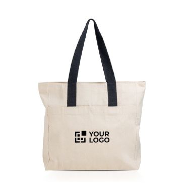 Bolso de algodón canvas con cierre y asas de colores 280 g/m2