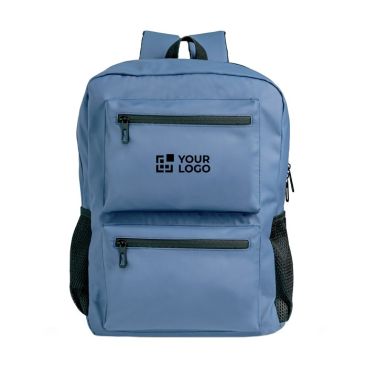 Mochila de piel PU con bolsillos frontales y laterales de malla 15.6''