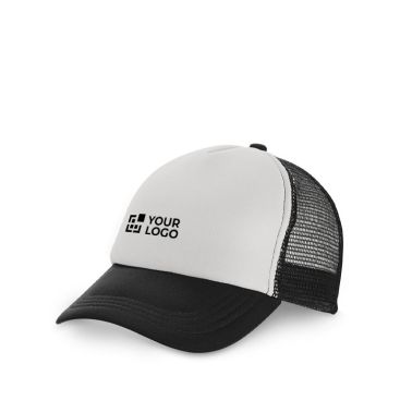 Gorra de poliéster con rejilla y cierre de plástico 150 g/m2