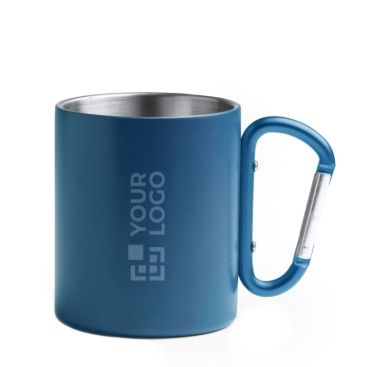 Taza de acero reciclado 304 con doble pared y asa mosquetón 300ml