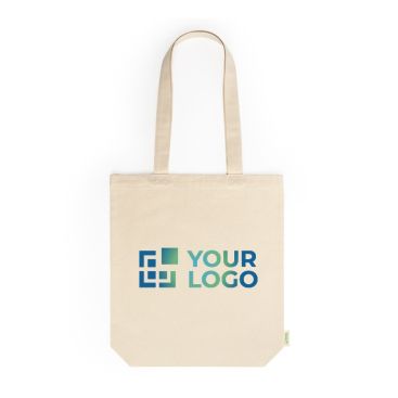 Bolsa de algodón orgánico con fuelle y asas largas 70 cm 280 g/m2