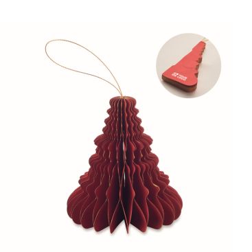 Colgante de papel plegable en forma de árbol de Navidad personalizable color rojo vista de impresión - agotado