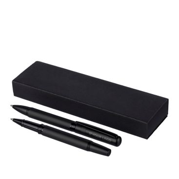Set de escritura con bolígrafo y roller de metal de tinta azul