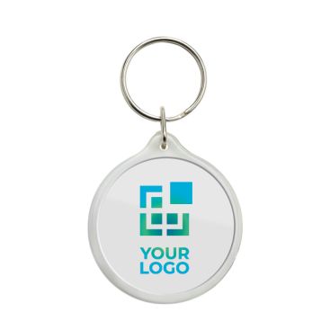 Llavero de plástico fabricado en Europa con anilla metálica
