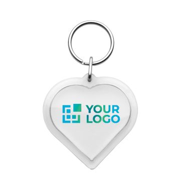 Llavero de plástico con anilla metálica en forma de corazón