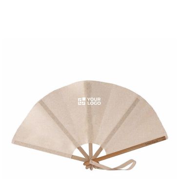 Abanico plegable de bambú y poliéster para eventos 23cm