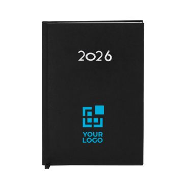 Agenda de tapa rígida de PU con vista diaria en inglés y español A5 vista principal - agotado