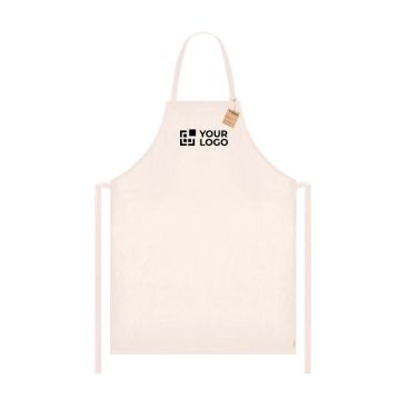 Delantal de algodón reciclado con cintas de ajuste 180g/m²