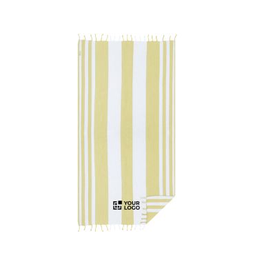 Toalla pareo bicolor de algodón reciclado con flecos 180g/m²