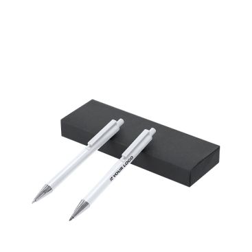 Set escritura con lápiz y bolígrafo de aluminio reciclado tinta azul