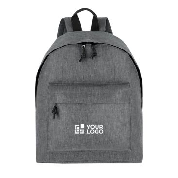 Mochila de poliéster reciclado con bolsillo frontal y diseño jaspeado