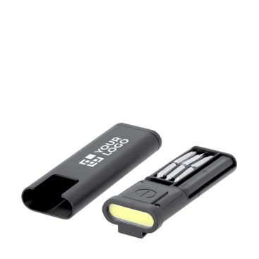 Estuche en forma de linterna con 6 herramientas en el interior