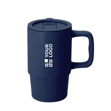 Taza para llevar de cerámica con tapa deslizante y acabado mate 430ml