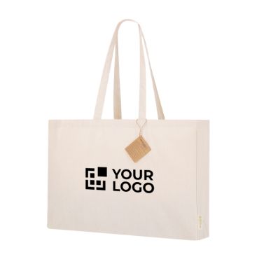 Bolsa con fuelle algodón reciclado asas largas reforzadas 220g/m²