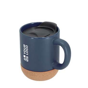 Taza de cerámica para llevar con base de corcho y tapa 330ml