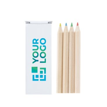 Caja de 4 lápices de madera hexagonales en caja personalizable