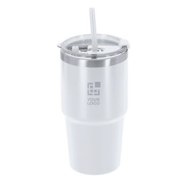 Vaso térmico de acero inoxidable doble pared con pajita 650ml
