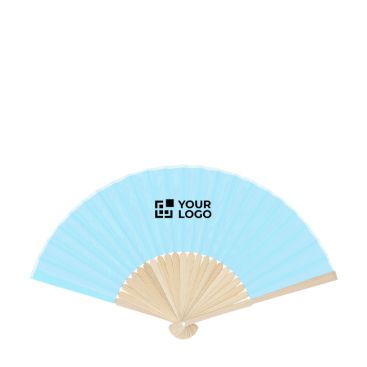 Abanico con varillas de bambú y tela de poliéster en colores