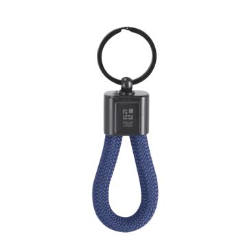 Llavero con cordón de poliéster y placa metalizada para marcar