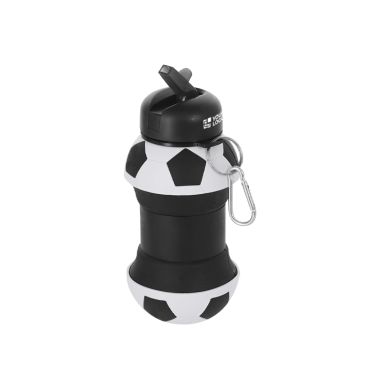Bidón plegable de plástico con diseño balón fútbol y mosquetón 550ml