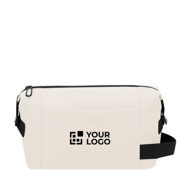 Neceser de piel sintética con cremallera y asa lateral