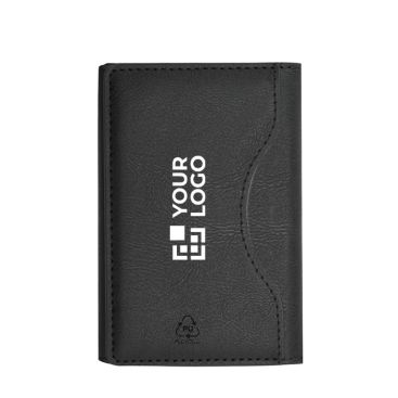 Tarjetero de piel sintética reciclada con fijación y cierre magnético