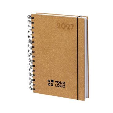 Agenda con logotipo de cuero reciclado con vista diaria y cierre A5 Agenda con logotipo de cuero reciclado con vista diaria y cierre A5