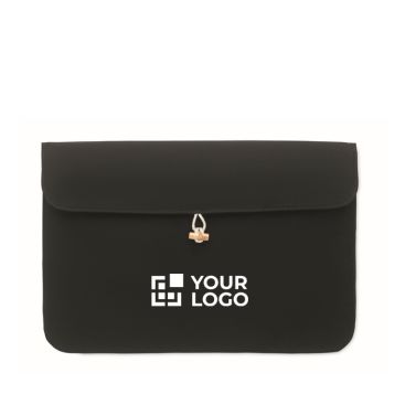 Funda de portátil 15'' algodón con cierre de botón de bambú 120 g/m2