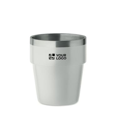 Vaso apilable hecho de acero inoxidable reciclado 250ml color negro vista de impresión