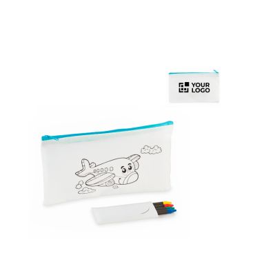 Estuche infantil non woven coloreable con 4 lápices